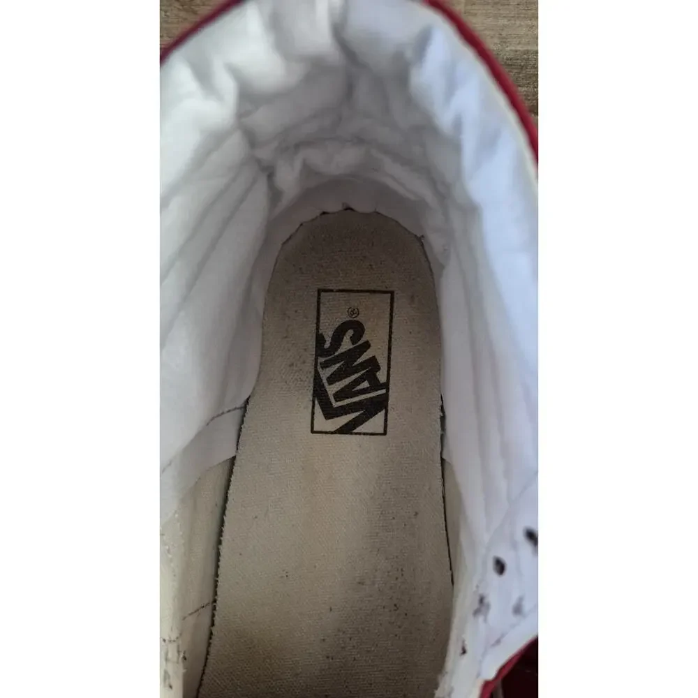 Vans Sk8- Hi Red/ True White Canvas Suede Skate Shoes Sneakers Size 7.5 Women's